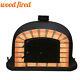 Brick Outdoor Wood Fired Pizza Oven 80cm Black Supreme, Orange Arch, Black Door