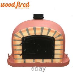 Brick outdoor wood fired Pizza oven 80cm brick red Deluxe model black door