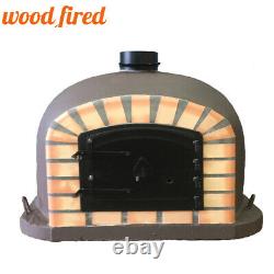 Brick outdoor wood fired Pizza oven 80cm brown Deluxe model black door