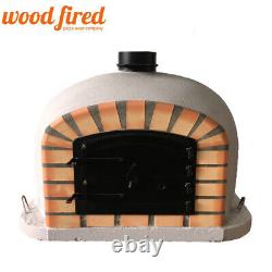 Brick outdoor wood fired Pizza oven 80cm grey Deluxe model black door