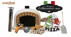 Brick outdoor wood fired Pizza oven 80cm white Deluxe black door (package deal)
