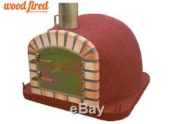 Brick outdoor wood fired Pizza oven 80cm x 80cm Maxi-Deluxe extra model in red
