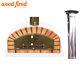 Brick Outdoor Wood Fired Pizza Oven 90cm Italian Model With Chimney And Raincap