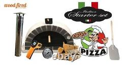 Brick outdoor wood fired Pizza oven 90cm white Pro-Italian grey brick package
