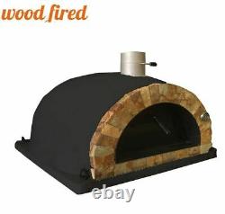 Brick outdoor wood fired Pizza oven black 100cm Pro italian rock face