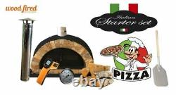 Brick outdoor wood fired Pizza oven black 100cm Pro italian rock face package