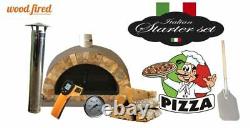 Brick outdoor wood fired Pizza oven brown 100cm Pro italian rock face package