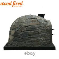 Brick outdoor wood fired Pizza oven prestige stone 100cm grey arch / black door