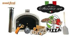 Brick outdoor wood fired Pizza oven white 100cm x 100cm superior with grey arch
