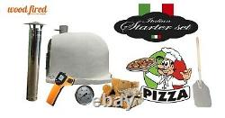 Brick outdoor wood fired Pizza oven white 100cm x 100cm superior with grey arch