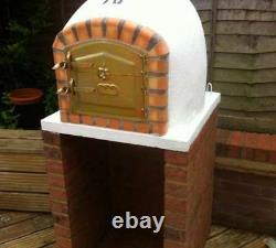Brick wood outdoor fired Pizza oven 120cm white Deluxe model Wooden- BBQ-Quality
