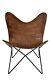 Brown Bricks Butterfly Chair Iron Stand And Leather Cover Indoor Outdoor Chair