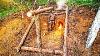 Building A Dugout Of Six Logs Pit Wooden Frame U0026 Clay Fireplace