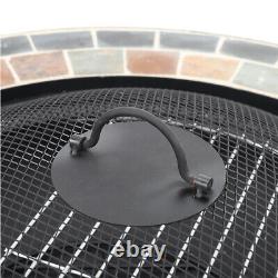 Cast Iron Garden Mosaic BBQ Fire Pit Table Barbeque Firepit Outdoor Heater Stove