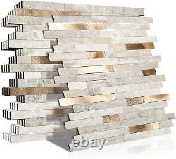 DIY Peel and Stick Backsplash Tiles Striped Design 10 Pack, 8.39 sq ft