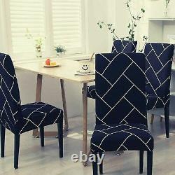 Dinning Chair Cover Stretchable set of 6 (blue brick)