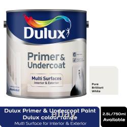 Dulux Paint Primer & Undercoat Multi-Surface Interior or Exterior 750ml or 2.5 L