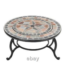 Garden Outdoor BBQ Grill Fire Pit Brazier Mosaic Round Bowl Heater Table Stove