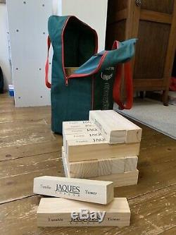 Jaques Tumble Tower Outdoor Wooden Bricks Garden Game. In Carry Bag. Fun