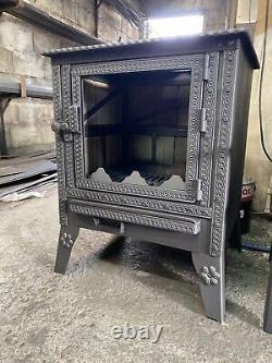 Large Fireplace, Wood Burning Stove with Cast Iron Grate, Living Room Warming
