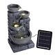 Large Solar Powered Garden Water Feature With Led Light Outdoor Cascade Fountain