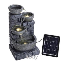 Large Solar Powered Garden Water Feature with LED Light Outdoor Cascade Fountain