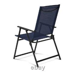 Mainstays Greyson Outdoor Patio Steel Sling Folding Chair Set Of 2 Square Blue