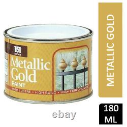 Metallic Gold Paint Indoor Outdoor Metal Wood Craft Durable Decorating 180ml