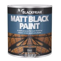 Multi Purpose Metal Wood Plaster Black Matt Brush Paint 2.5L Interior Exterior
