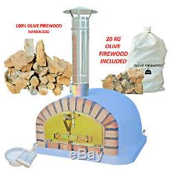 Outdoor Brick Wood Fired Pizza Oven 100cm Italian Package Firewood