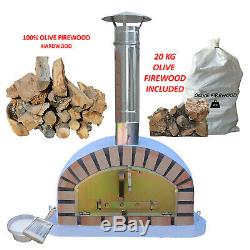 Outdoor Brick Wood Fired Pizza Oven 100cm Italian Package Firewood