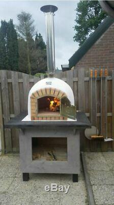 Outdoor Brick Wood Fired Pizza Oven 90cm Chimney, Pizza Peel, Maintenance Kit