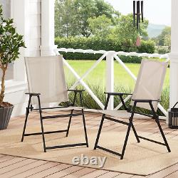 Outdoor Furniture Patio Steel Sling Folding Chair 250-lb Capacity Set of 2