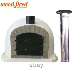 Outdoor wood fired Pizza oven 100cm Deluxe extra grey-brick + 100cm chim & cap