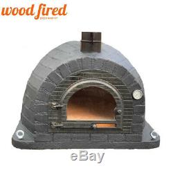 Outdoor wood fired Pizza oven 100cm Prestige grey brick solid cast iron door