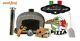Outdoor Wood Fired Pizza Oven 100cm Black Deluxe Grey-brick/black-door (package)