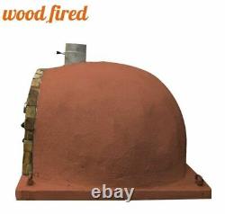 Outdoor wood fired Pizza oven 100cm brick red Pro deluxe rock face cast door