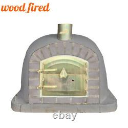 Outdoor wood fired Pizza oven 100cm grey deluxe extra grey brick/gold door