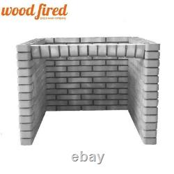 Outdoor wood fired Pizza oven 100cm white Deluxe grey (package) with brick base