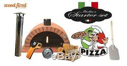 Outdoor wood fired Pizza oven 120cm terracotta Pro-Italian orange brick package