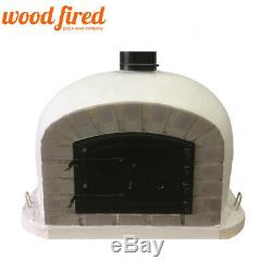 Outdoor wood fired Pizza oven 70cm grey Deluxe grey-brick/black-door