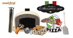 Outdoor wood fired Pizza oven 90cm sand Deluxe grey-brick/black-door (package)