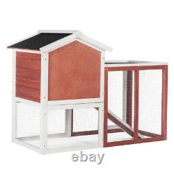 Pet Rabbit Hutch House Outdoor Roof Portion Play Cage 2-Tier 90 x 45 x 81cm