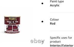 Red Step and Tile Gloss Floor Paint Rustins Quick Dry 250ml For Stone and Brick