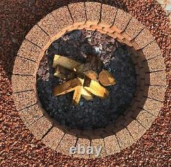 Round Fire pit copper granite slab stone garden patio concrete bricks BBQ 78 cm