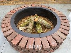 Round fire pit concrete brick stones fire place garden heater log wood burner