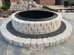 Round fire pit stone granite brick concrete garden BBQ fireplace white slab