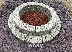 Rounded Fire Pit Stone Wood heater concrete brick fireplace log burner white