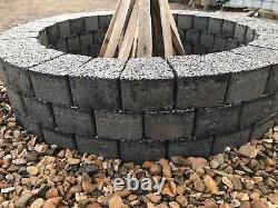 Rounded fire pit heater log burner stone bricks top granite bbq fireplace 78 cm