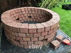 Rounded fire pit kit brick Fireplace concrete stones log burner wood heater bbq